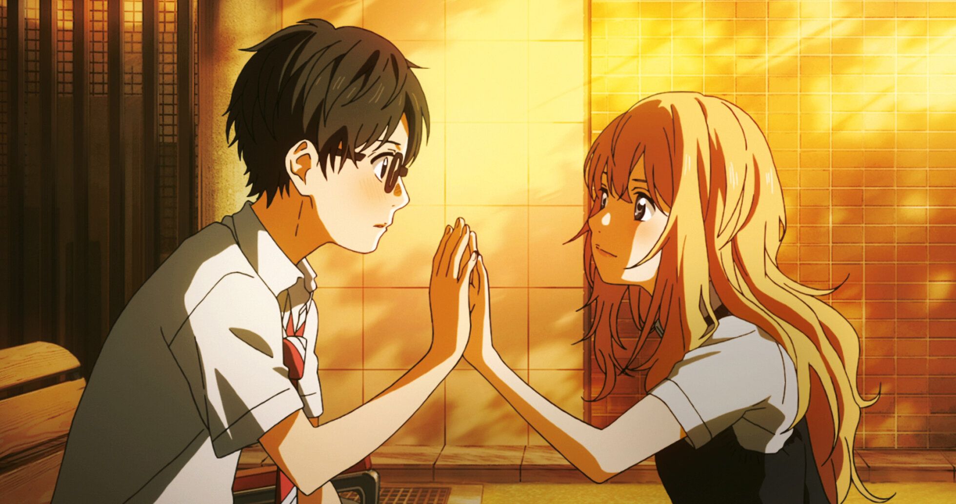 Arima and Kaori as seen in anime 