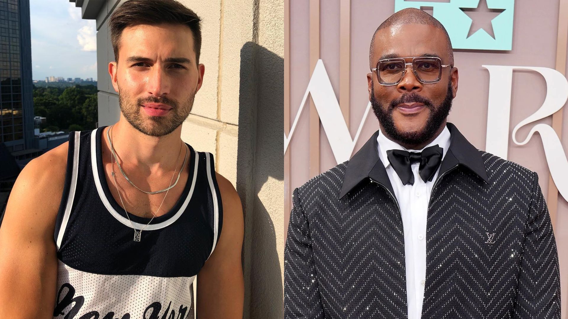 Derek Dixon (L) and Tyler Perry (R) (Image via Getty and Instagram/@derek__dixon)