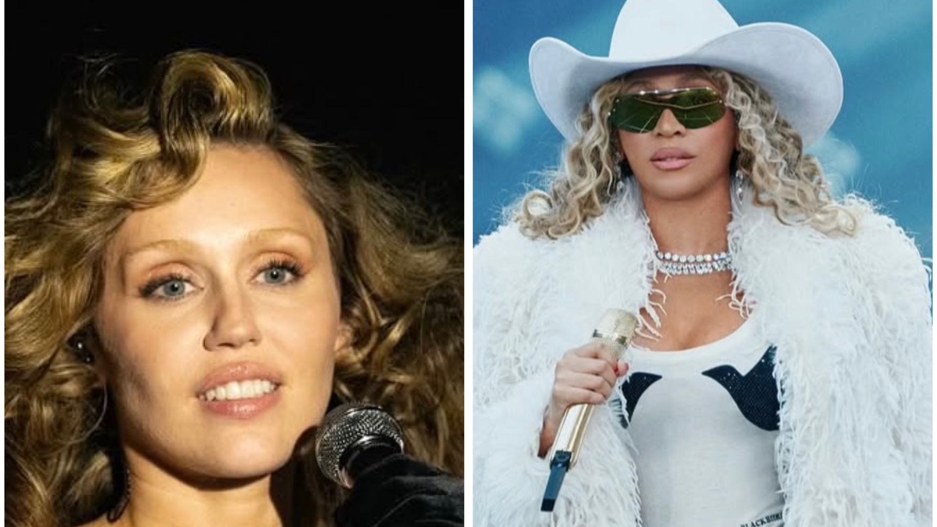 (Image via Instagram/@beyonce/@mileycyrus)