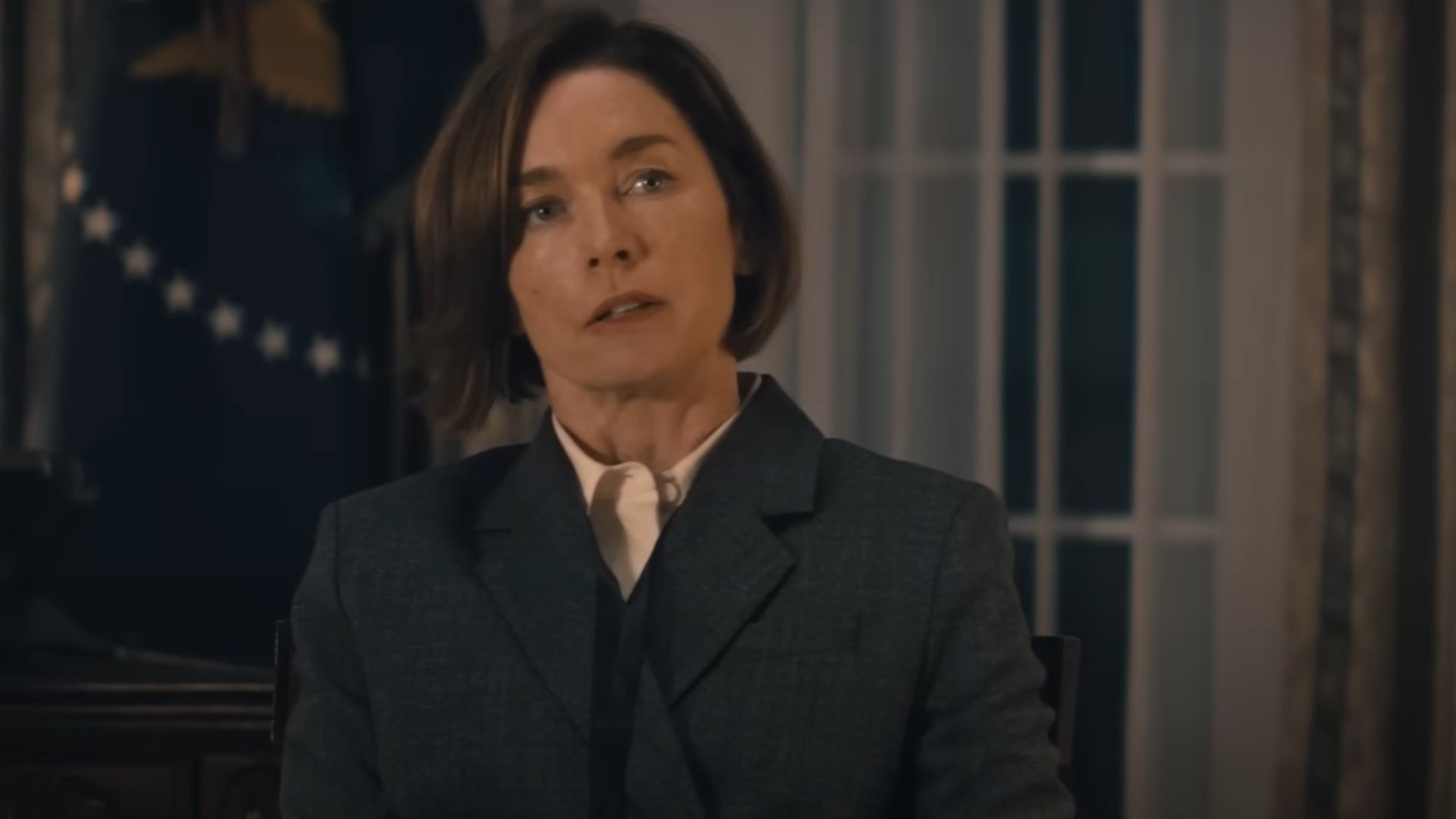 Paradise star Julianne Nicholson (Image via YouTube/Hulu)
