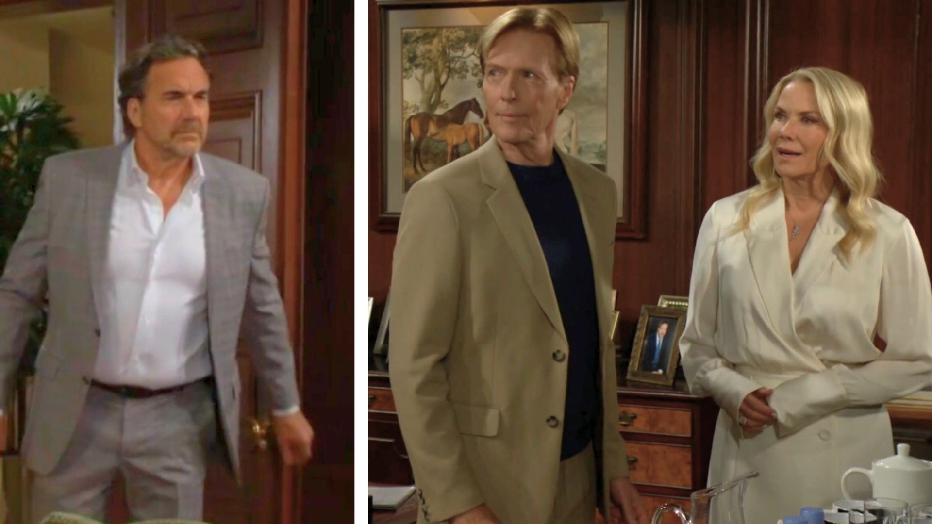 Ridge finds Nick and Brooke in his office on The Bold and the Beautiful | Image: CBS