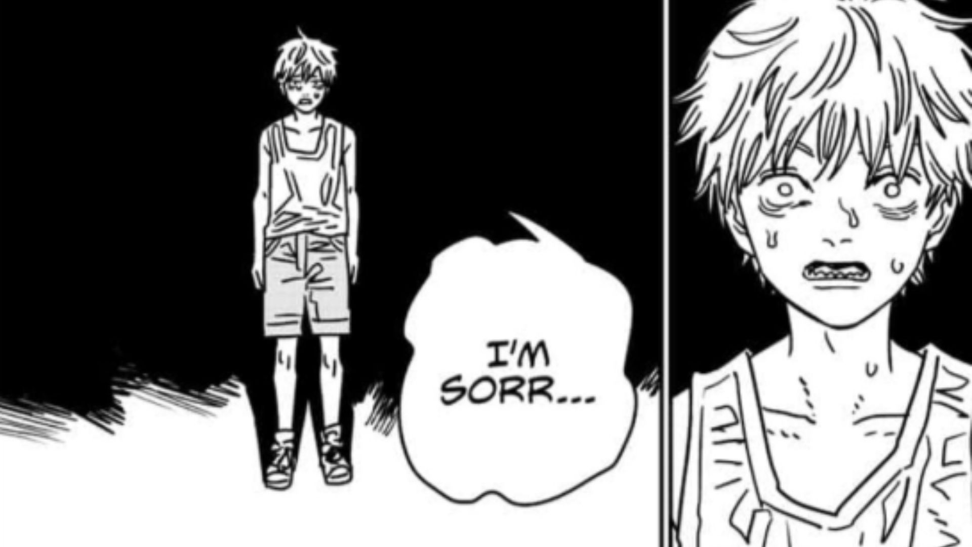 Denji apologizing as seen in Chainsaw Man manga 