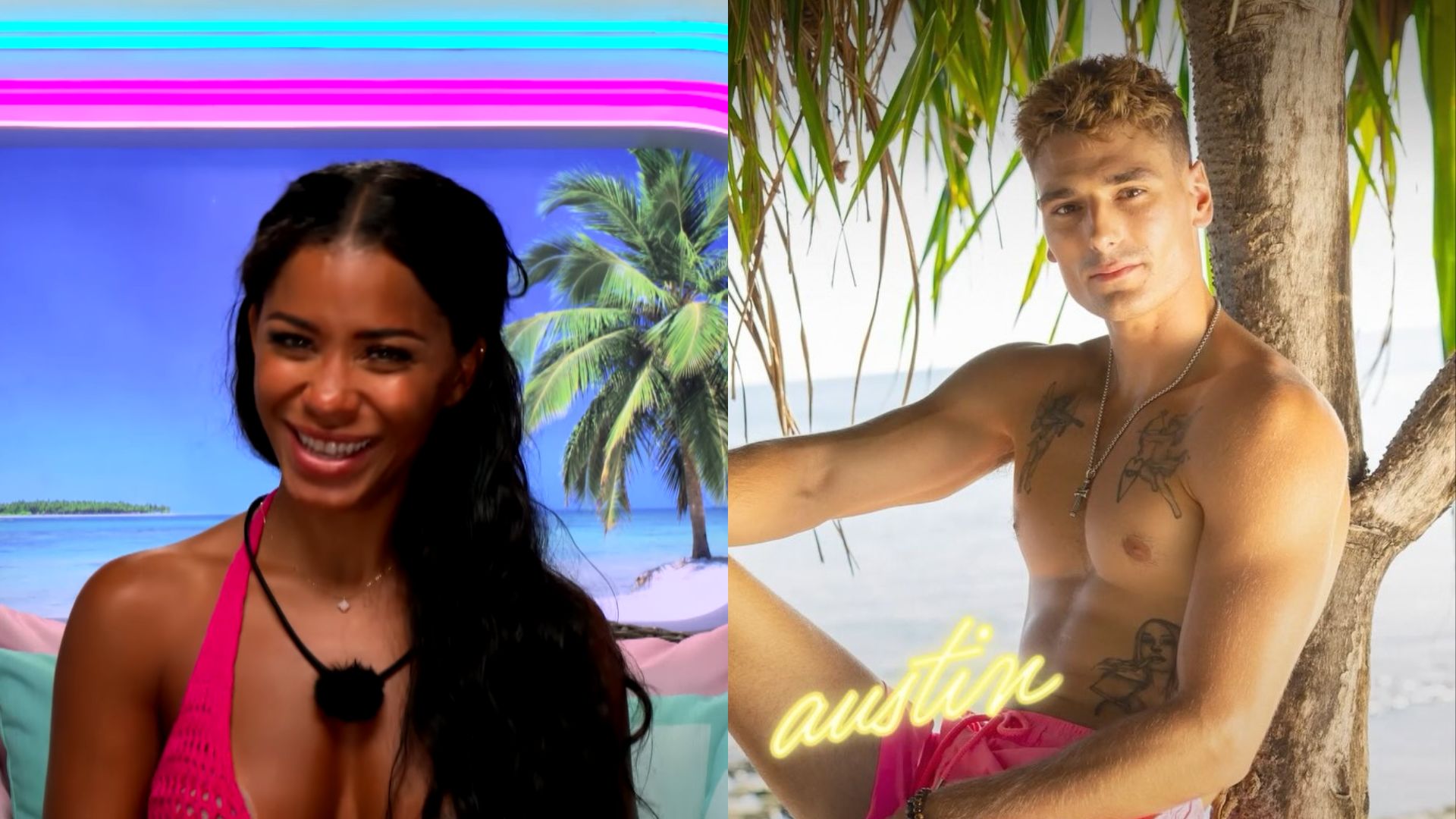 Amaya and Austin (image via YouTube/ @LoveIslandUSA and Instagram/ @loveislandusa)