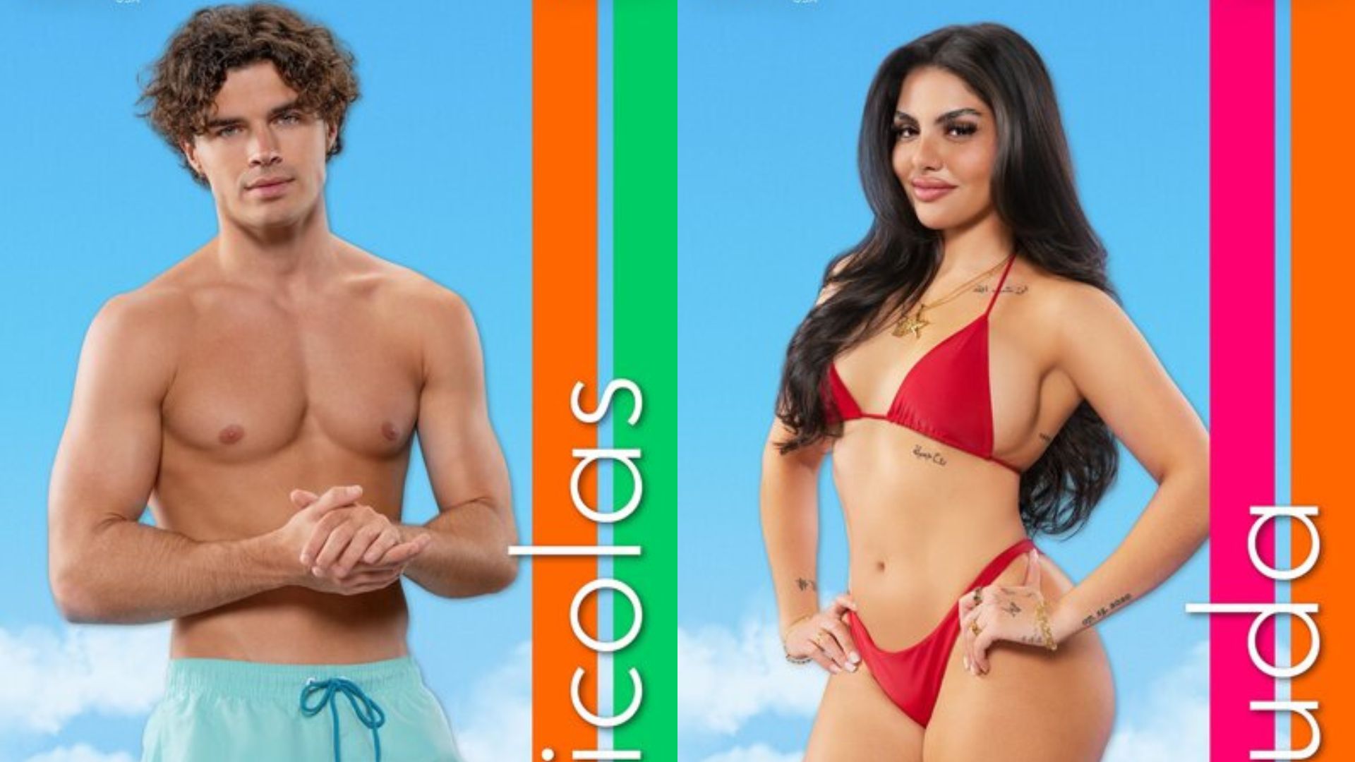 Huda Mustafa and Nicolas Vansteenberghe from Love Island USA (image via NBC/Peacock)