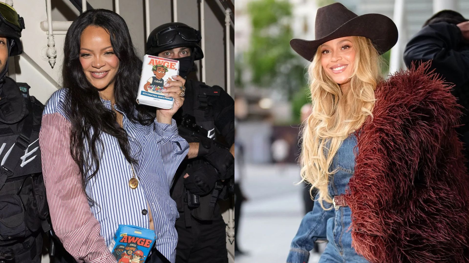 Rihanna and Beyonc&eacute; at Paris Fashion Week SS26 (Image via Getty)
