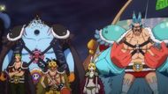 Kinemon changes the Straw Hat Crew's costumes at the Onigashima Raid (Image via Toei Animation)