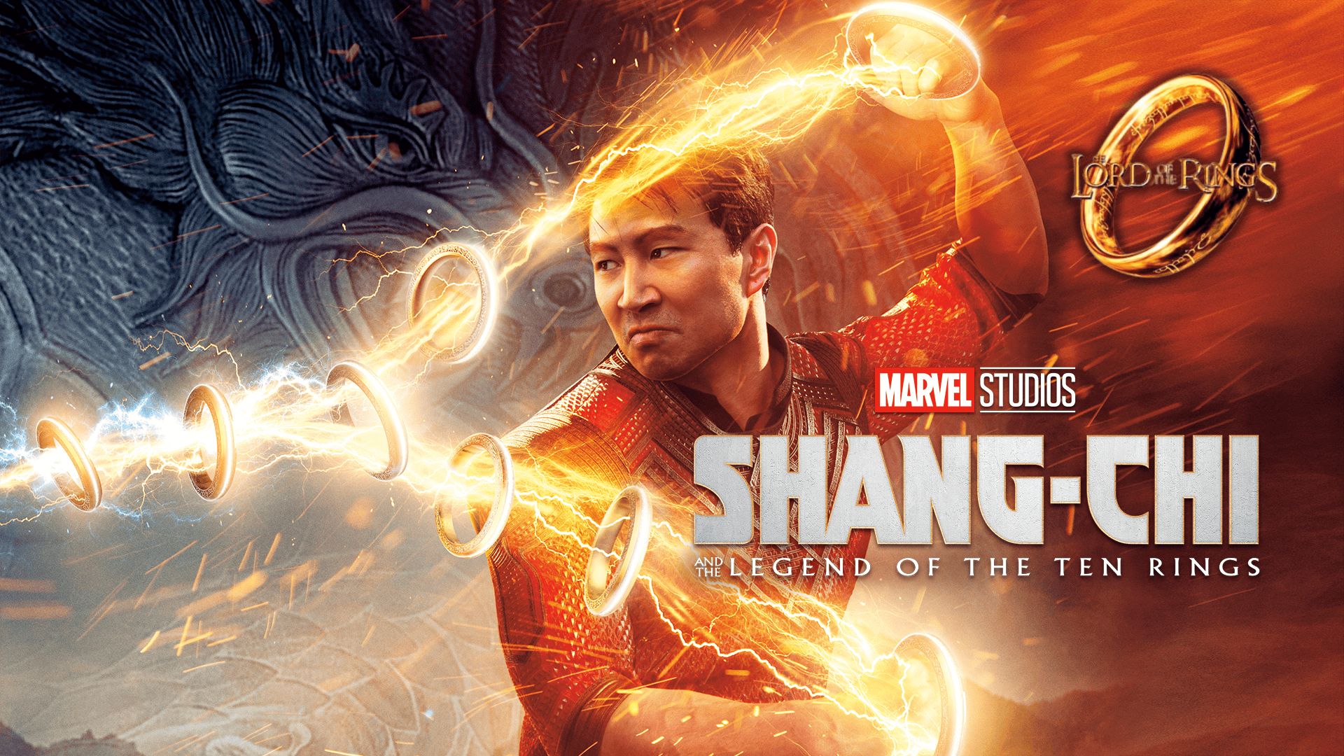 Poster for Shang-Chi and the Legend of the Ten Rings + Logo and The One Ring from The Lord of the Rings | Images via: Prime Video | Collage by: Beatrix Kondo of Soap Central