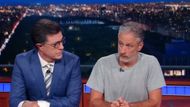 Stephen Colbert and Jon Stewart in The Late Show with Stephen Colbert | Image via CBS Broadcasting Inc.