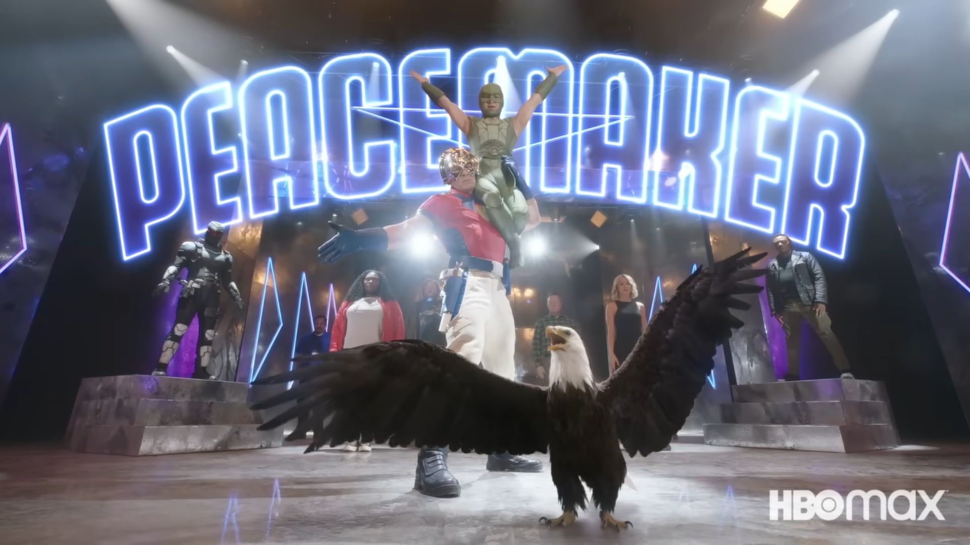 A still from the Peacemaker opening | Image Via; DC