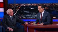 Bernie Sanders and Stephen Colbert on The Late Show with Stephen Colbert | Image via CBS Broadcasting Inc.