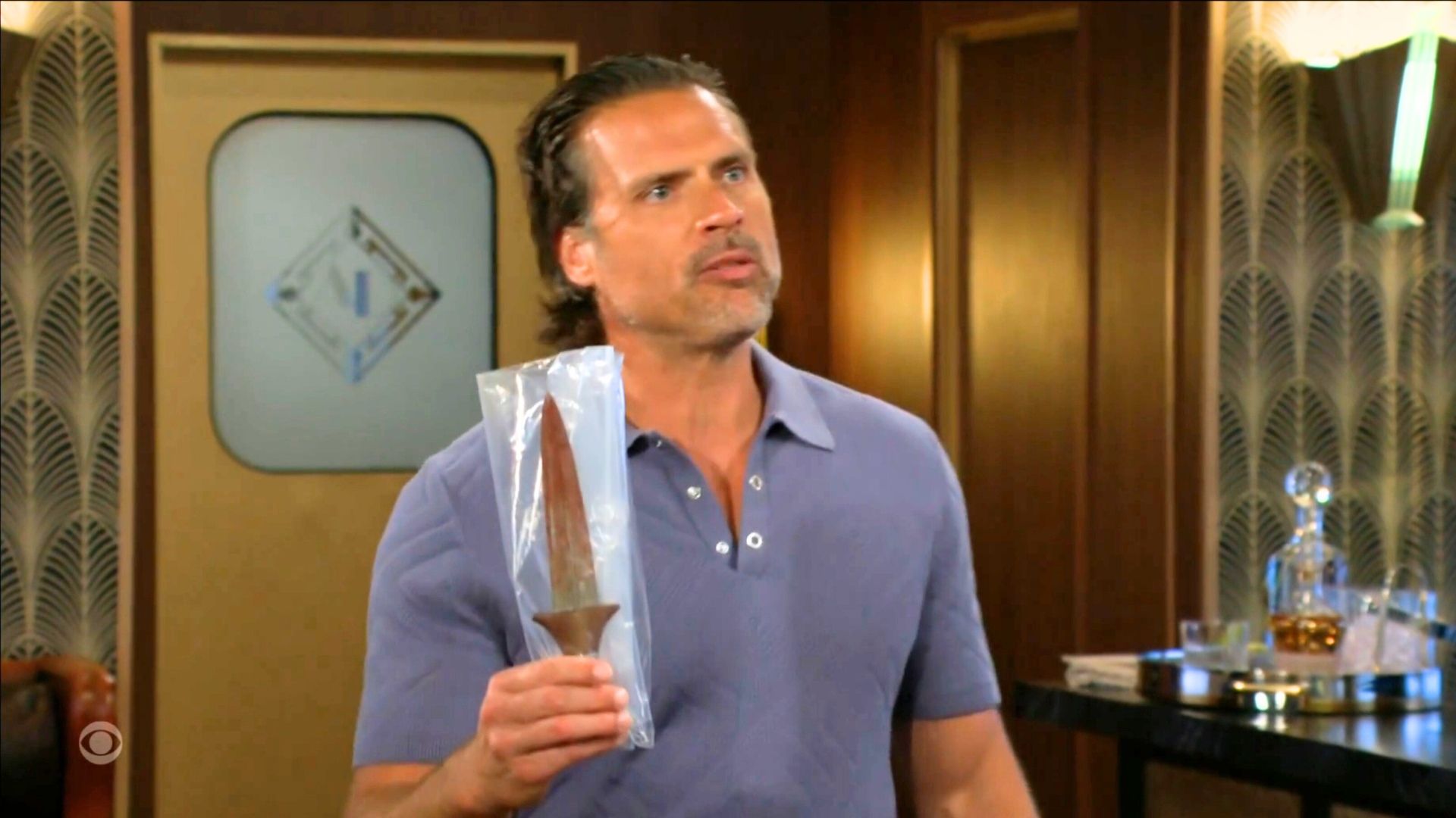Nick (Joshua Morrow) found the knife that apparently killed Damian (Jermaine Rivers) on The Young and the Restless | Image: CBS