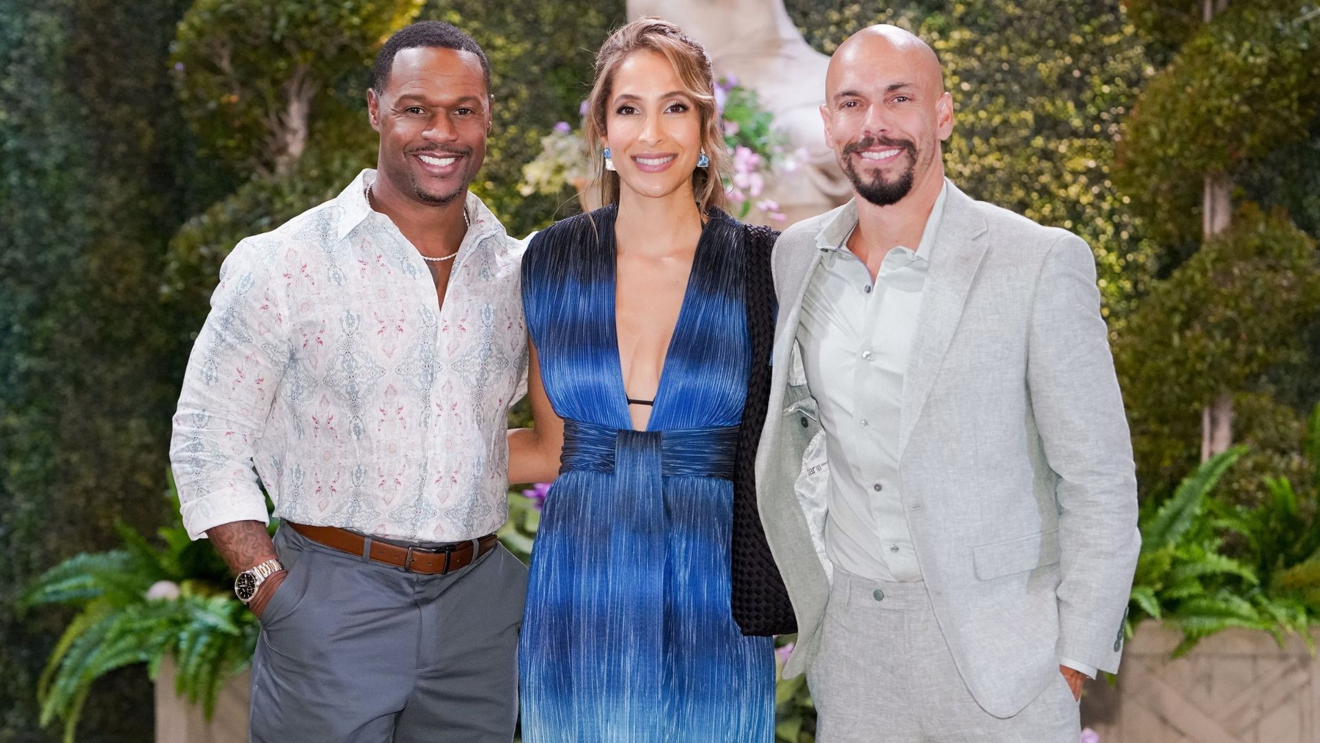 Damian (Jermaine Rivers), Lily (Christel Khalil), and Devon (Bryton James) were all smiles not that long ago on The Young and the Restless | Image: JPI