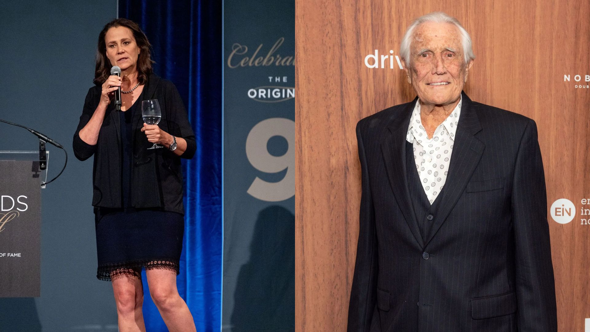 Pam Shriver and George Lazenby (Images via Getty)