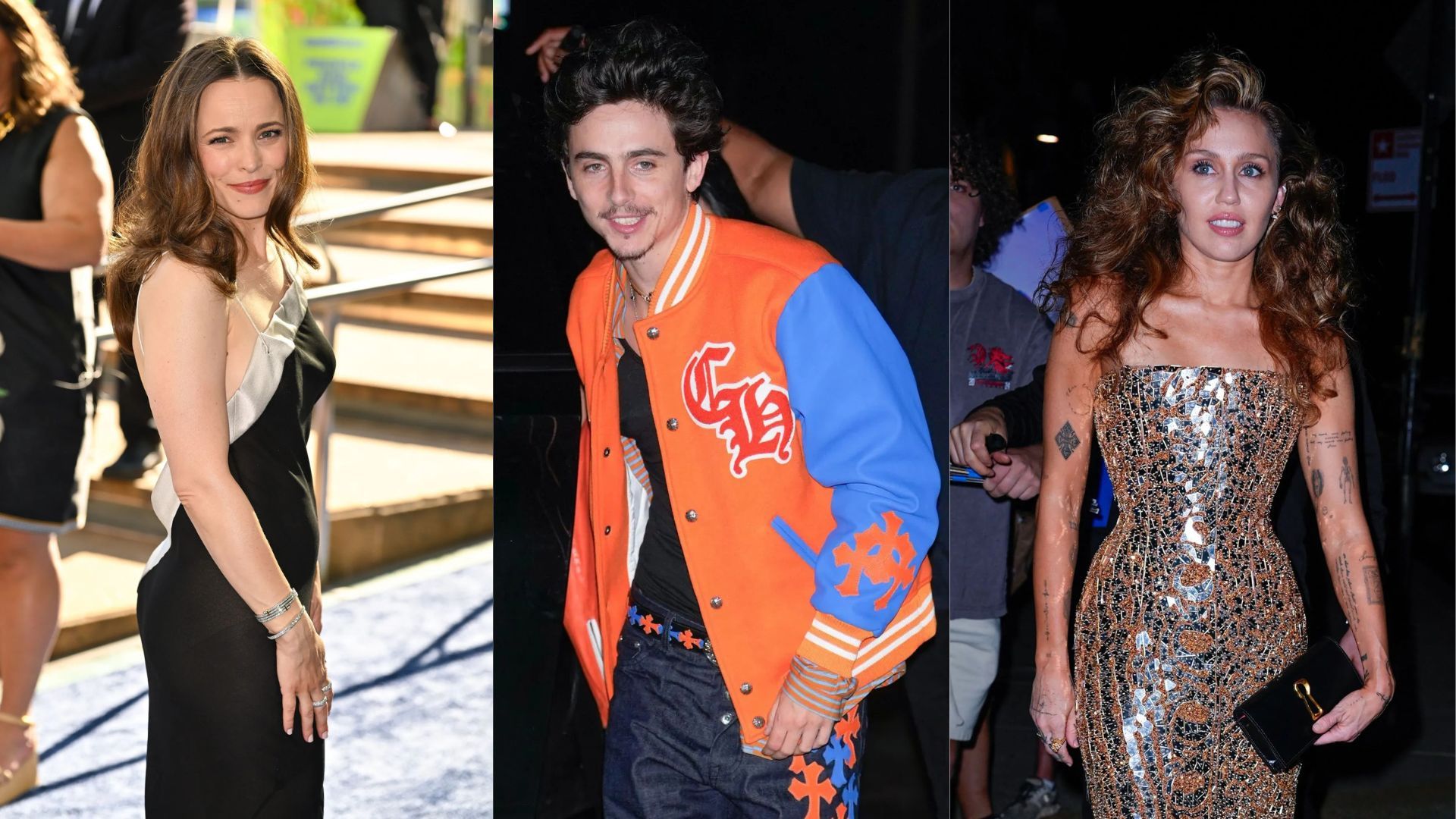 Rachel McAdams, Timoth&eacute;e Chalamet, Miley Cyrus (Image via Getty)