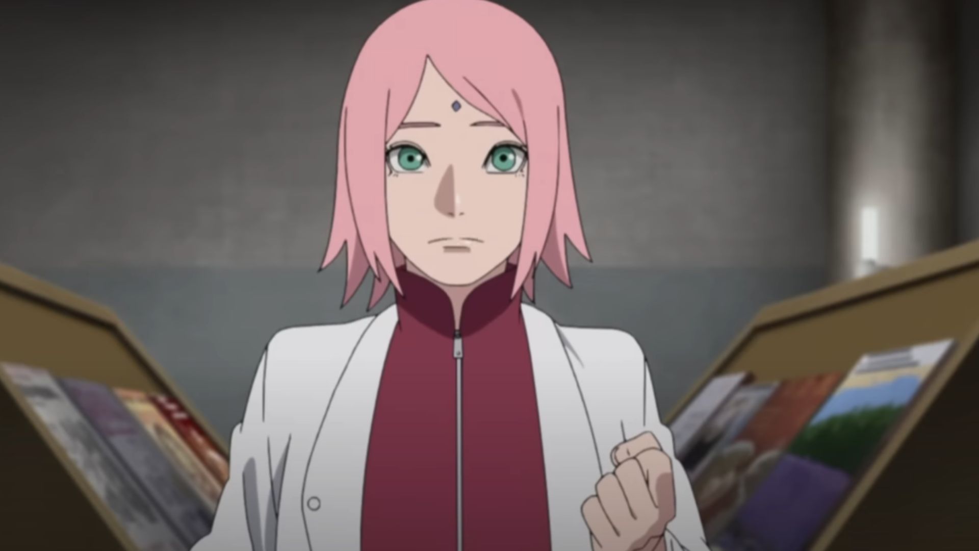 Sakura as seen in her apron in Boruto