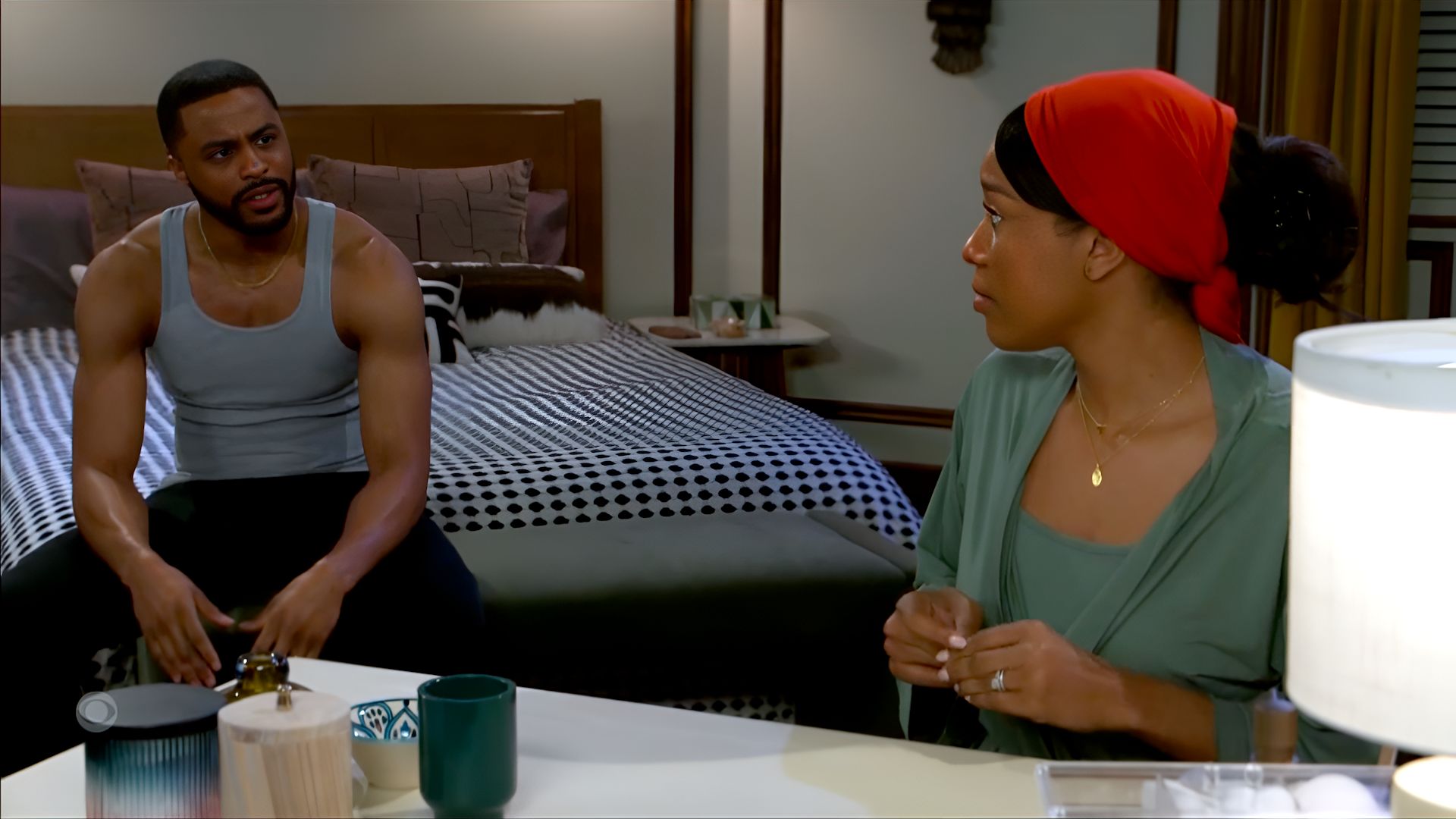 Most marrieds argue about finances...the Hawthornes argue about jailing relatives on Beyond the Gates | Image: CBS