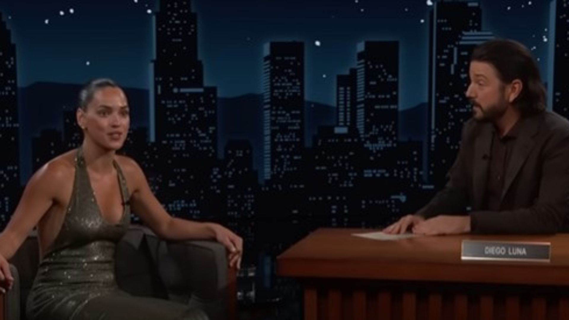 Andor star Adria Arjona is now a part of The Thomas Crown Affair remake | Image source: Jimmy Kimmel Live on YouTube
