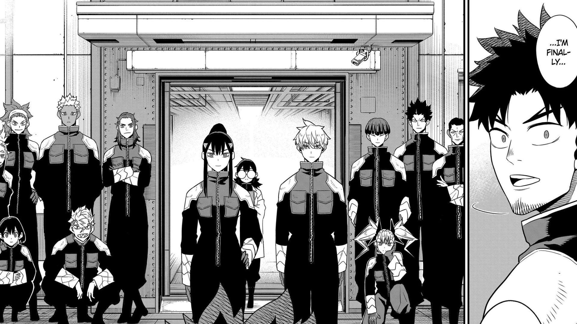 The Defense Force welcomes Kafka, as seen in the manga (Image credit: Shueisha)