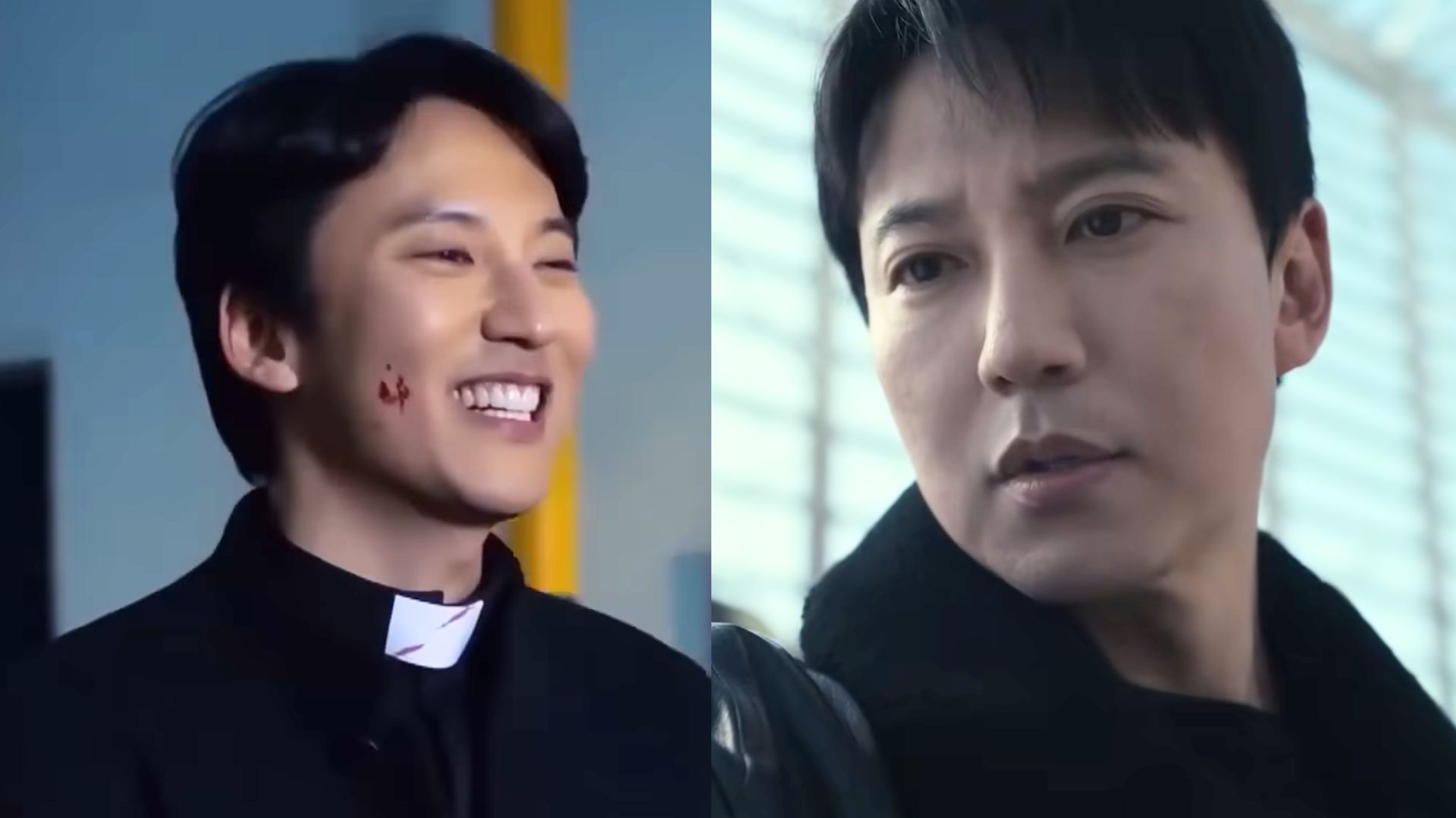 Kim Nam-gil in The Fiery Priest and Trigger | Image via Samhwa Networks and YouTube/Netflix