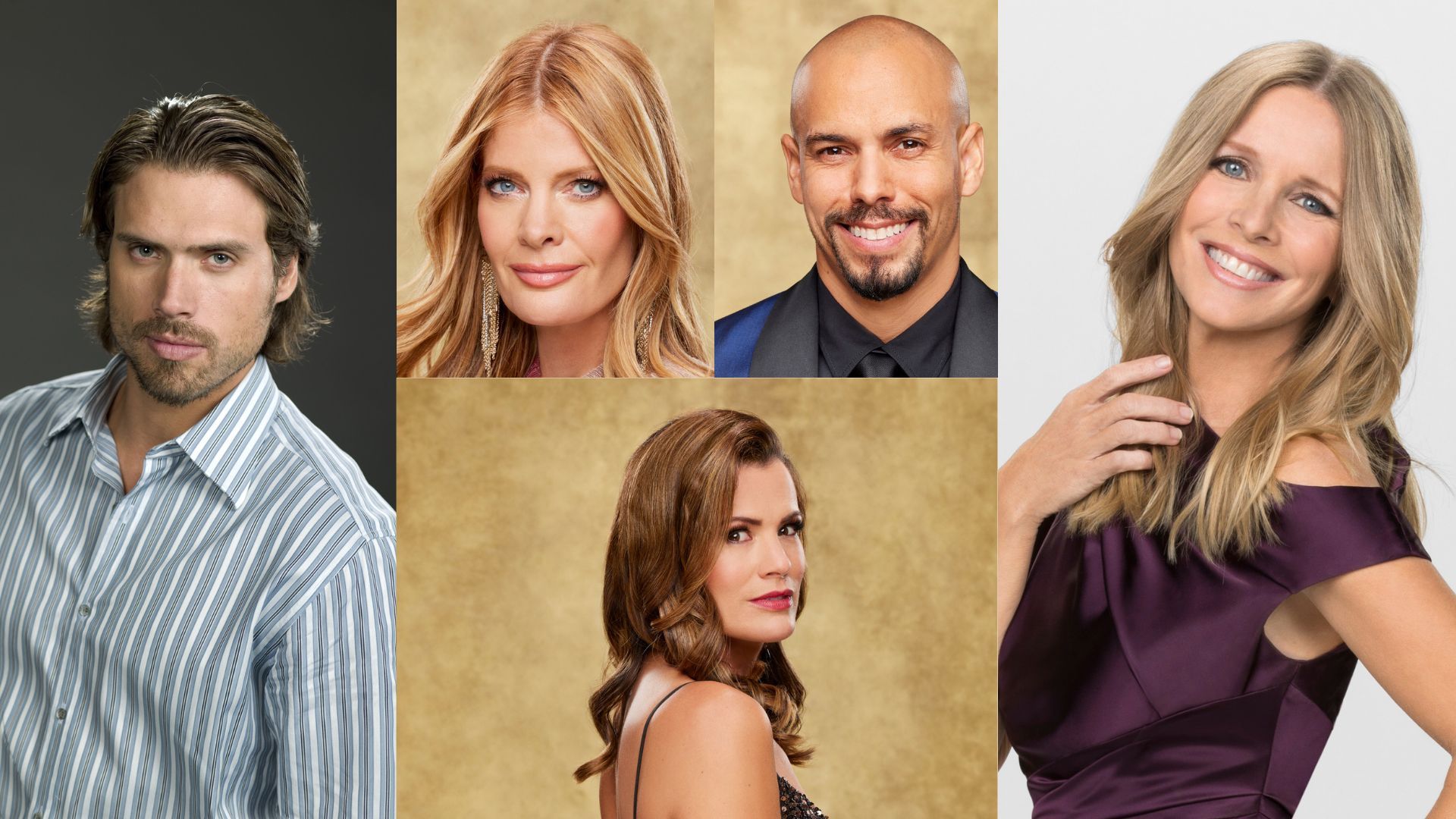 Joshua Morrow (Nick), Michelle Stafford (Phyllis), Bryton James (Devon), Lauralee Bell (Christine), and Melissa Claire Egan (Chelsea) of The Young and the Restless are going to play Celebrity Family Feud | Image: CBS, Sonya Flemming, Robert Voets