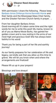 Mosie Burks passes away at the age of 92 - via @Elleanor Reed Alexander Facebook Page