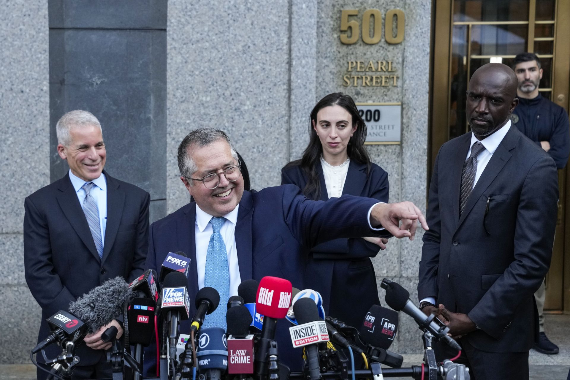 Marc Agnifilo, Diddy&#039;s attorney making a brief statement (Image via Getty)