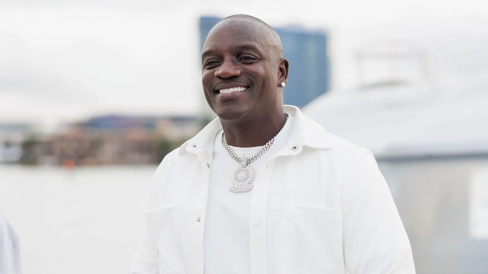 Akon on the set of &quot;Hold The Umbrella&quot; music video taping on a private yacht - Source: Getty