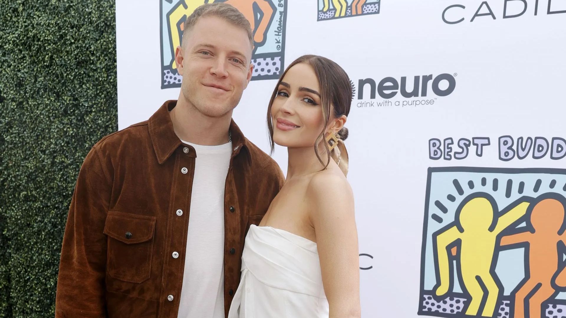 Olivia Culpo and husband, Christian McCaffrey (Getty via Soap Central CMS - Resized on Canva)
