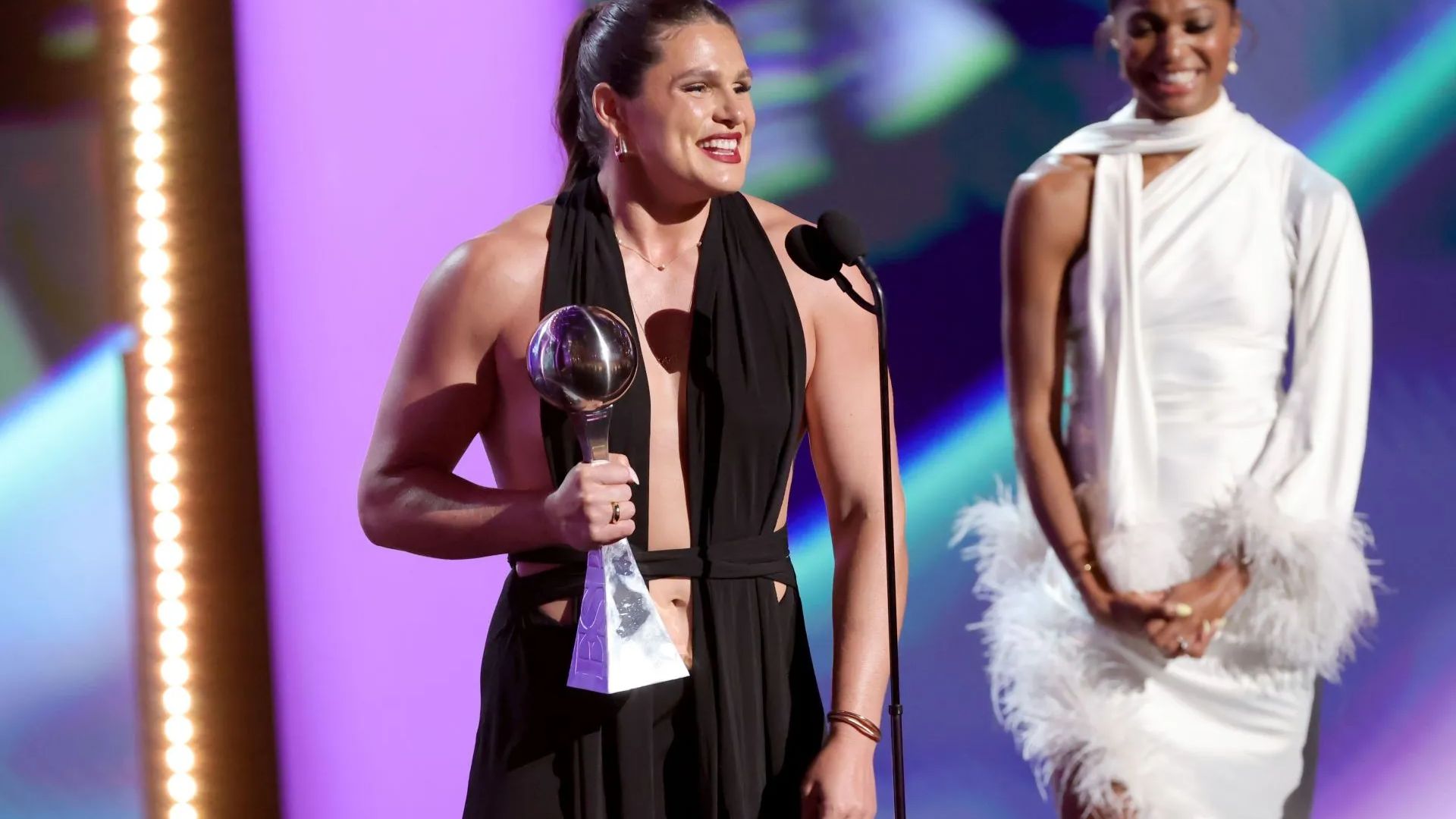 Ilona Maher accepting an award at the 2025 ESPY Awards (Getty via Soap Central CMS - Resized on Canva)