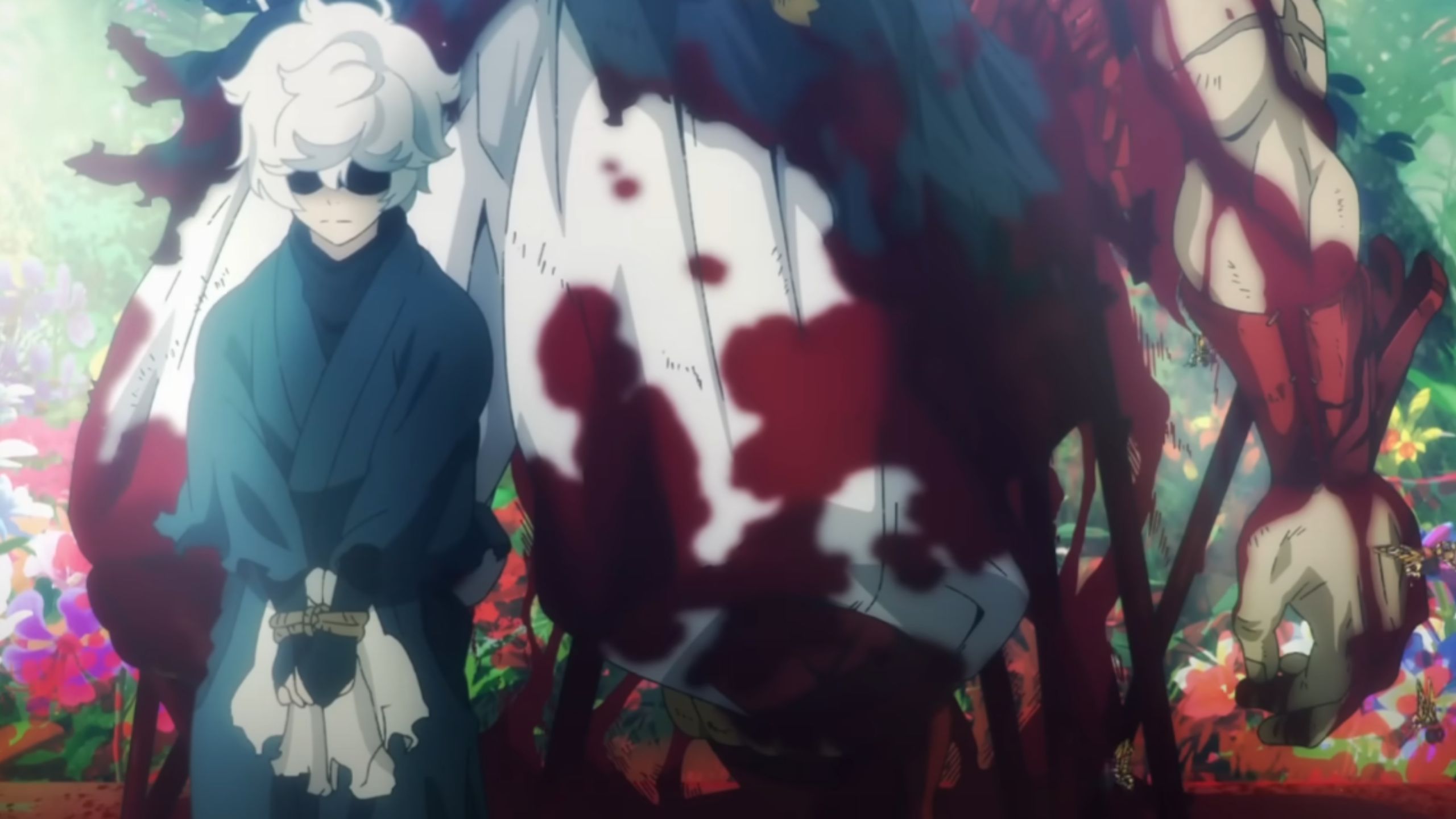 Gabimaru kills one of the condemned criminals (Image Source: Studio MAPPA)