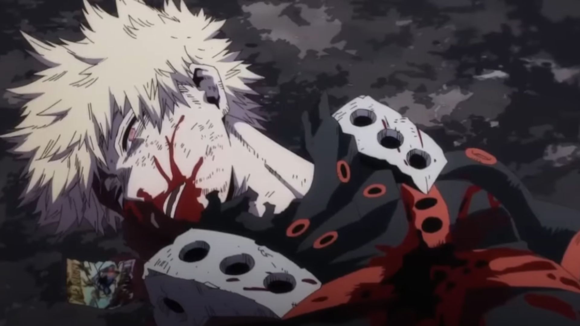 Shigaraki pierces Bakugo&#039;s heart (Image Source: Studio Bones)
