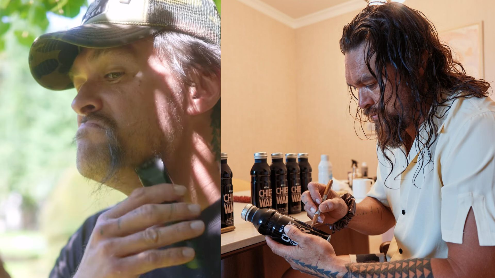 Jason Momoa shaving his beard (Image via Instagram)