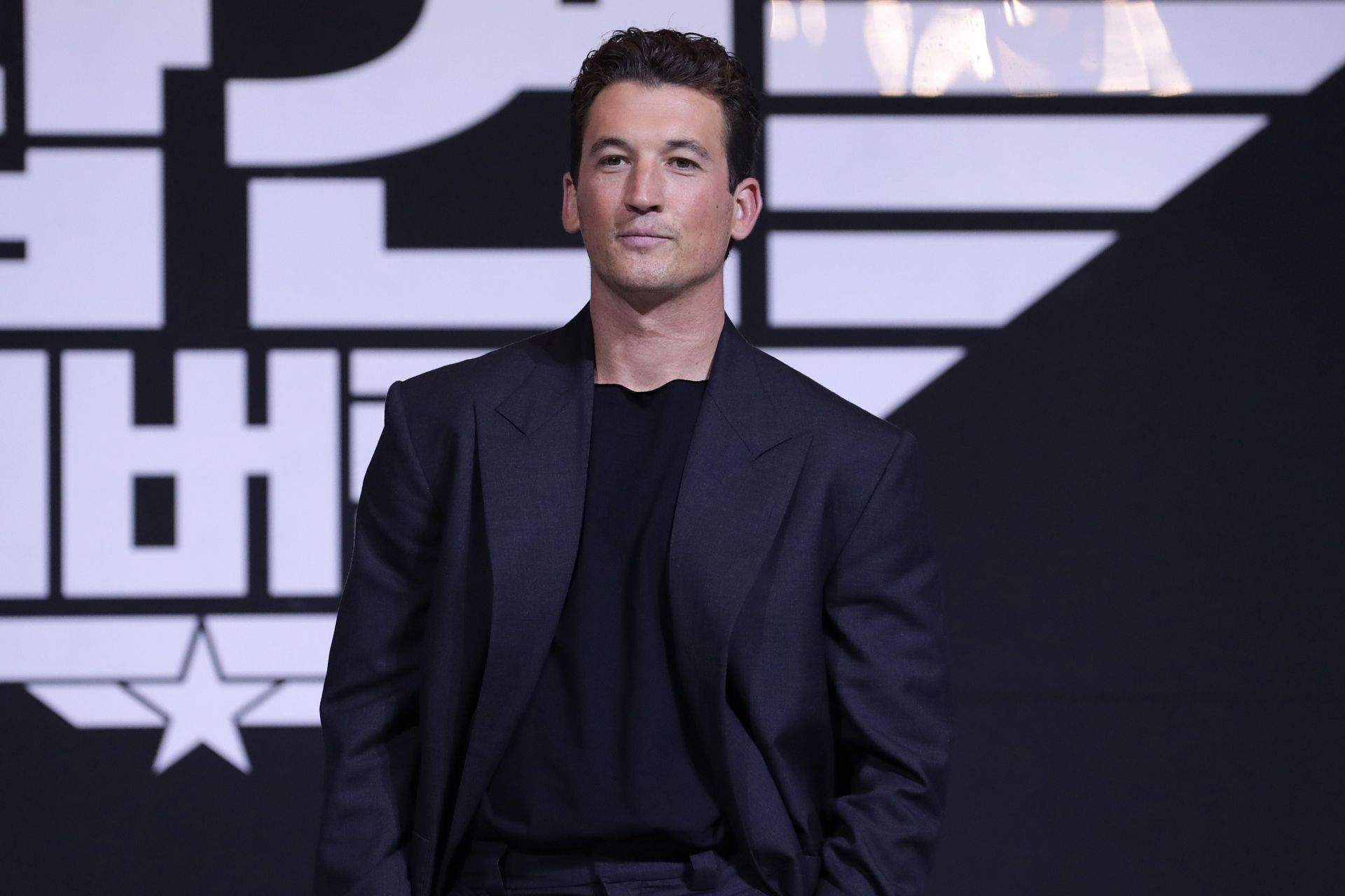 Miles Teller at the &#039;Top Gun: Maverick&#039; Press Conference - Source: Getty