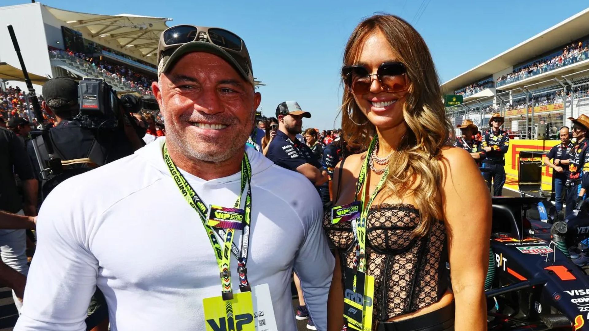 Joe Rogan and his wife, Jessica Ditzel (Getty via Soap Central CMS - Resized on Canva)
