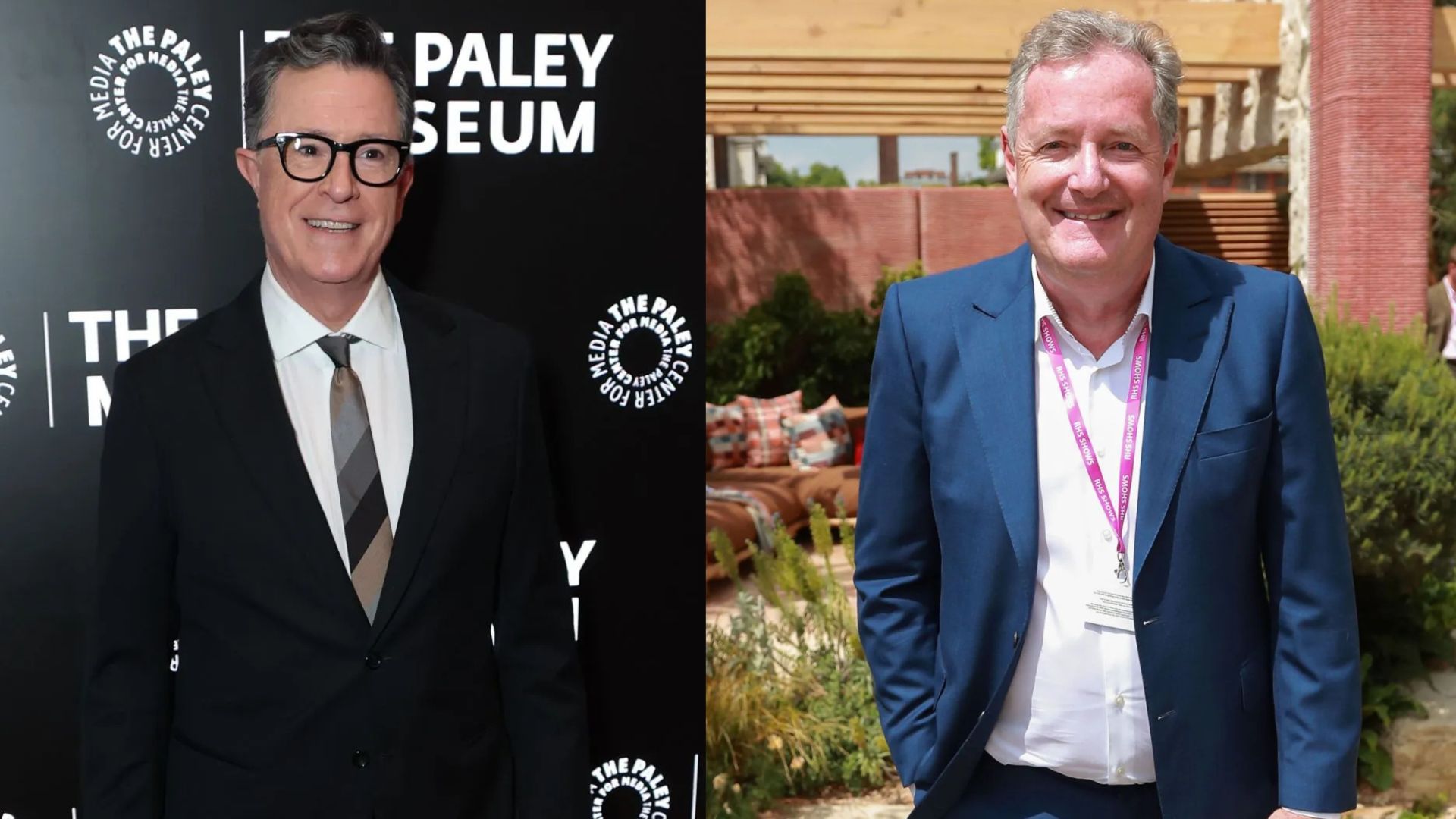 Stephen Colbert and Piers Morgan (Image via Getty)