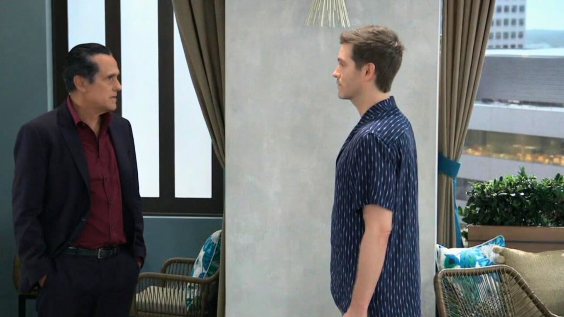 Lucas confronts Sonny at the Metro Court pool on General Hospital | Image: ABC