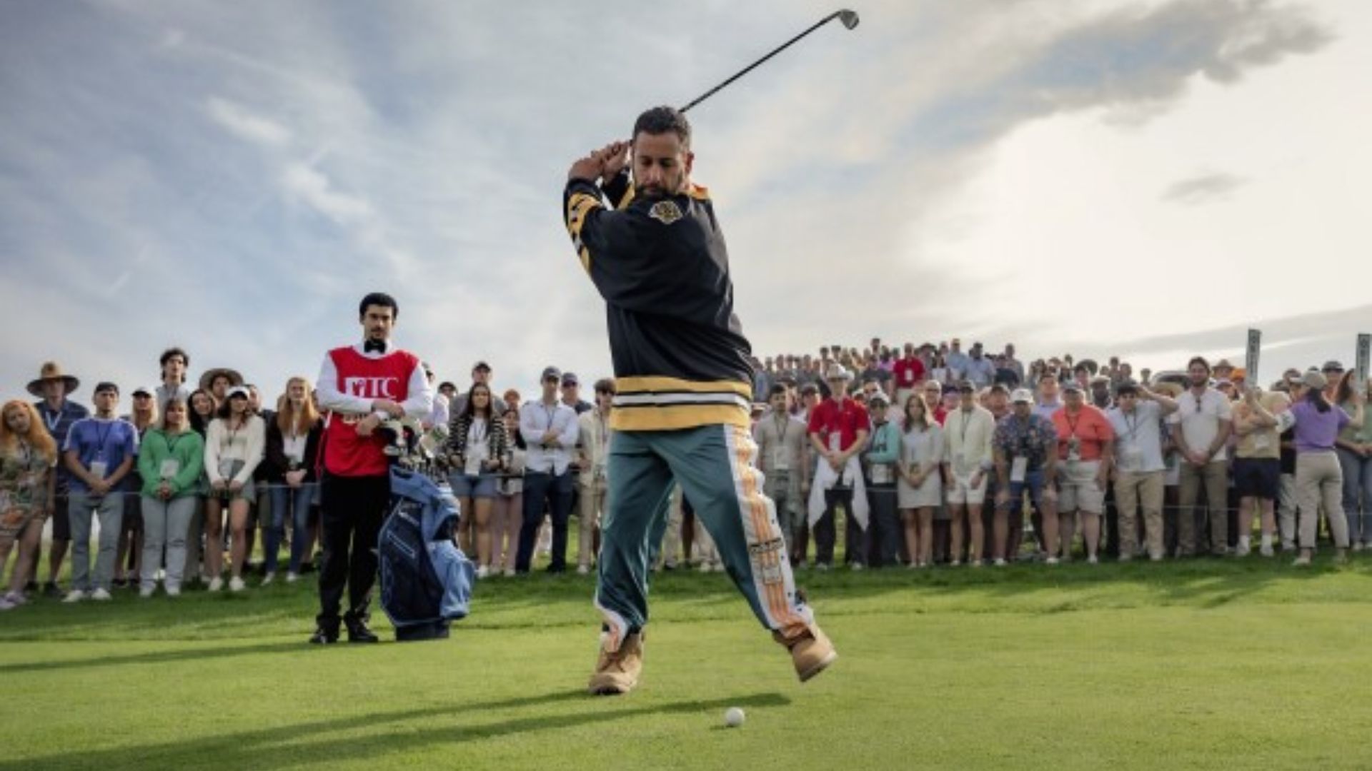 Happy&#039;s golf swing in Happy Gilmore 2 | Image via Netflix