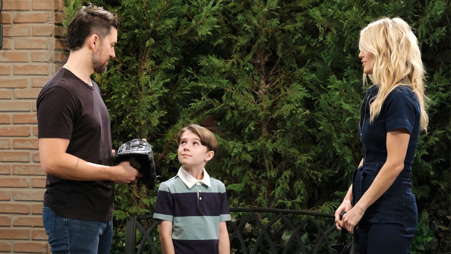 Thomas (Cary Christopher) picked up on a spark between his dad Chad (Billy Flynn) and Cat (AnnaLynne McCord) on Days of our Lives | Image JPI
