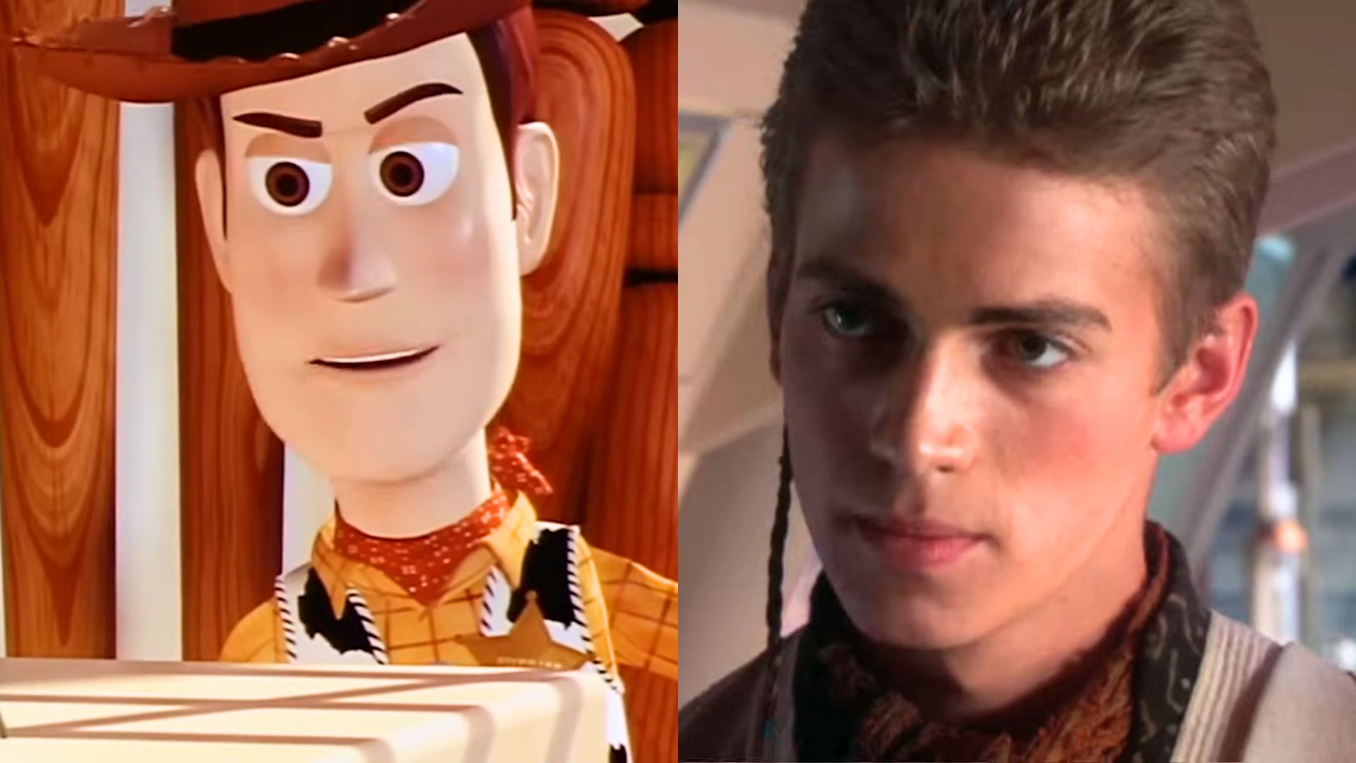  Woody in Toy Story and Hayden Christensen in Star Wars | Image via Pixar Animation Studios nad Lucasfilm Ltd.