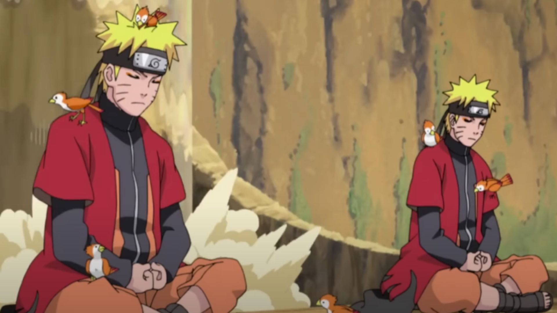 Naruto&#039;s training for the Sage Mode with his clones (Image Source: Studio Pierrot)