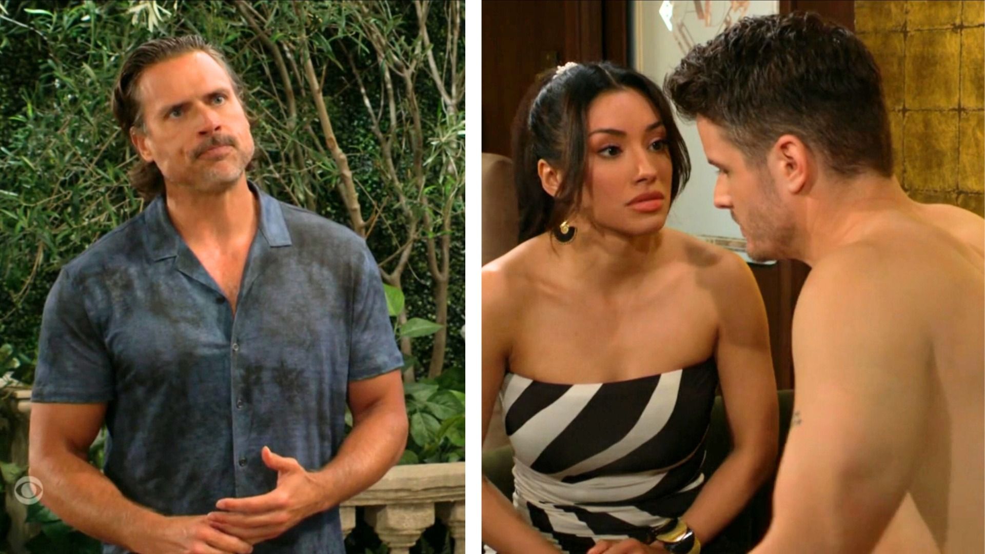Nick (Joshua Morrow) is angry, and Audra (Zuleyka Silver) and Kyle (Michael Mealor) were vulnerable on The Young and the Restless | Image: CBS