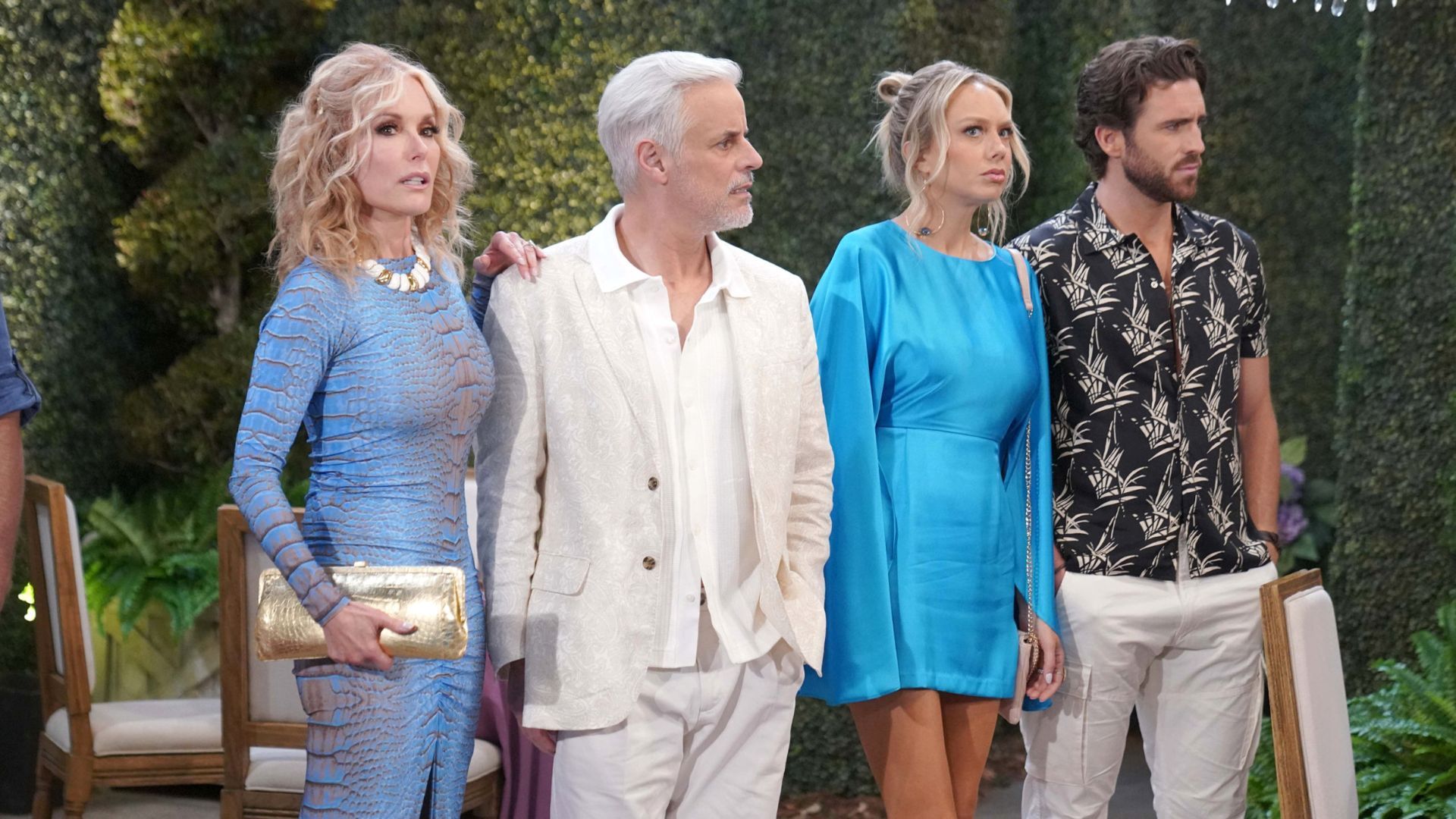 Chance (Conner Floyd) is trying to help all the guests, including Lauren (Tracey Bregman), Michael (Christian LeBlanc), and Abby (Melissa Ordway) on The Young and the Restless | Image: JPI