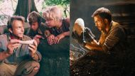 Similar scenes from Jurassic Park and Jurassic World: Rebirth | Images via Hotstar and Prime Video