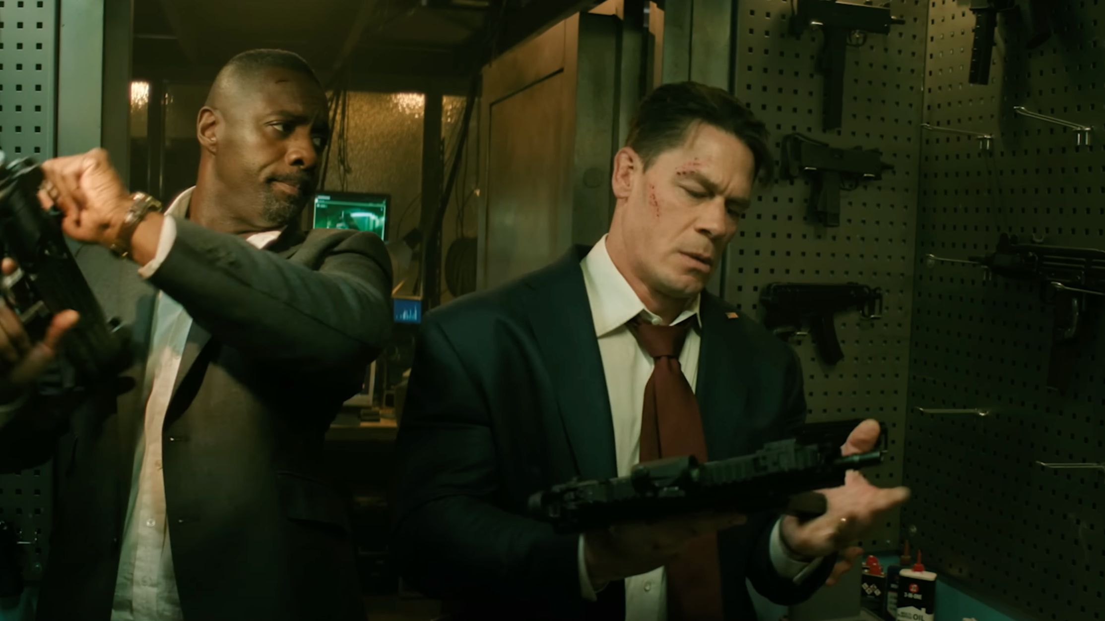Idris Alba and John Cena as Sam Clarke and Will Derringer (Image via YouTube/Prime Video)