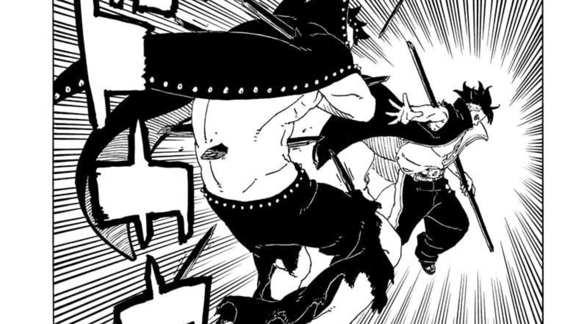 Kawaki vs Jura as seen in the Boruto: Two Blue Vortex manga