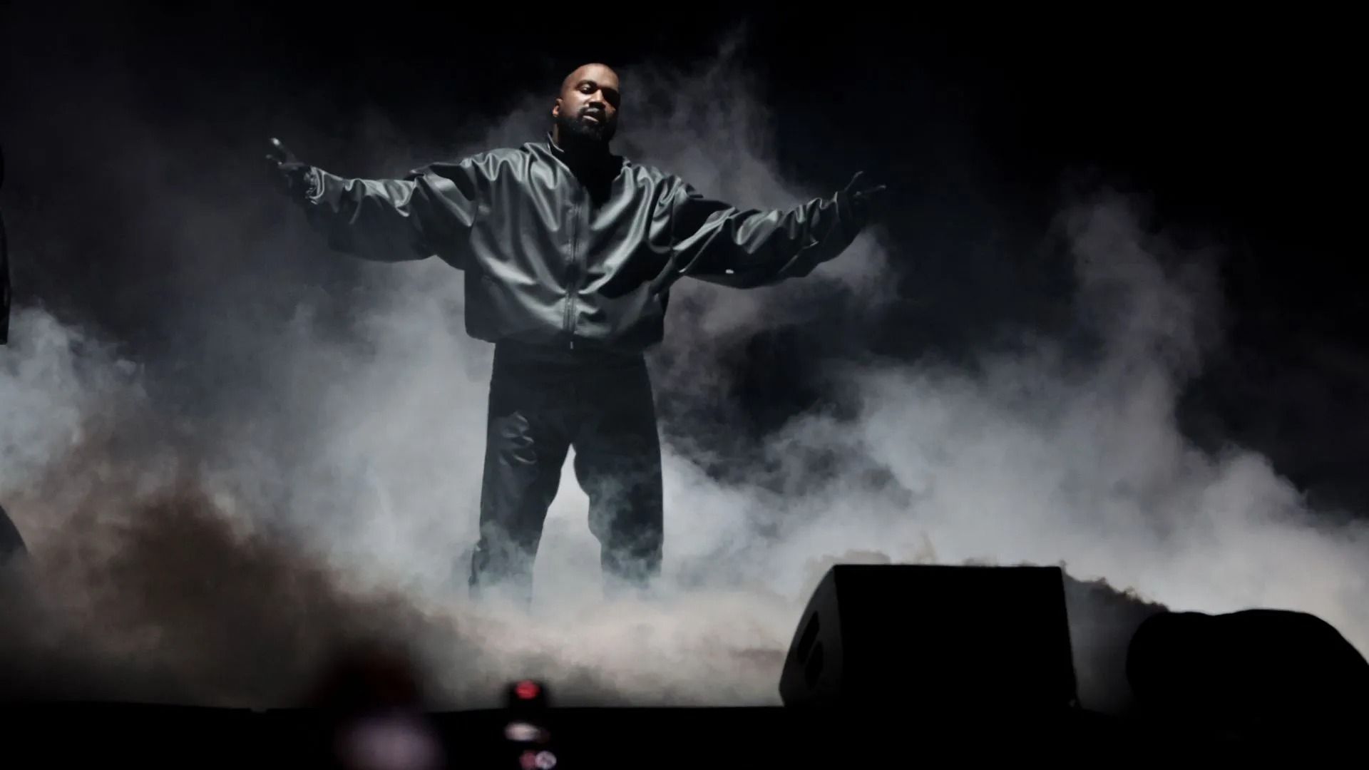 Rapper Kanye West performs onstage during the &quot;Vultures 1&quot; playback concert - Source: Getty