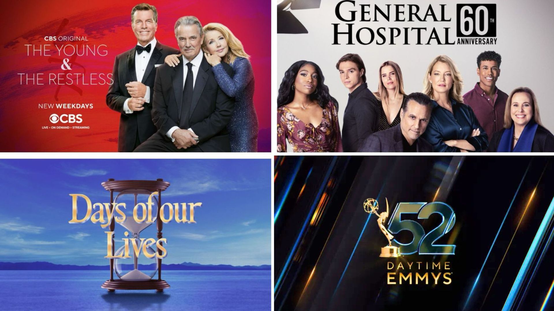 Y&amp;R, GH, and DAYS are competing for Outstanding Drama Series at the 52nd Annual Daytime Emmys | Image: CBS, ABC, Peacock, NATAS