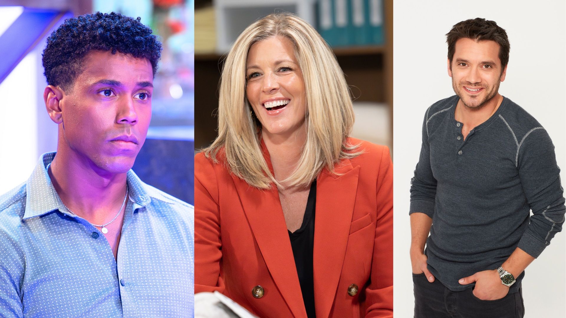 Tahj Bellow (T.J.), Laura Wright (Carly), and Dominic Zamprogna (Dante) are Daytime Emmy nominees from General Hospital | Image: Disney/Christine Bartolucci, ABC/Craig Sjodin