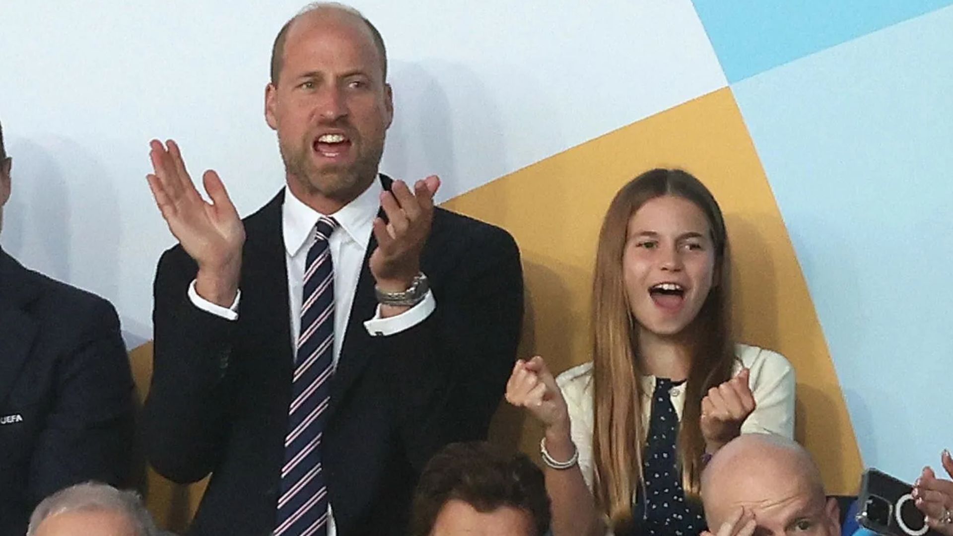 Prince William and Princess Charlotte at the England v Spain - UEFA Women