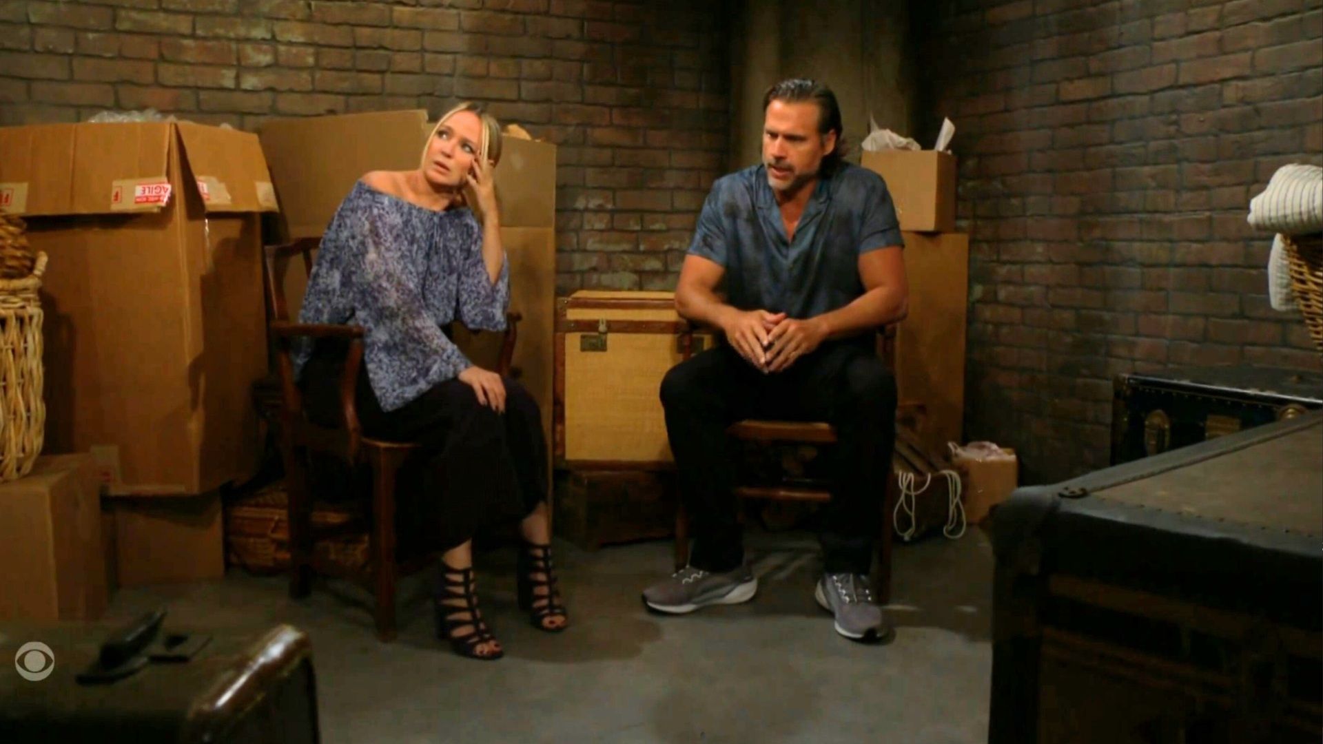 Sharon (Sharon Case) is being kept prisoner again &mdash; this time with Nick (Joshua Morrow) &mdash; on The Young and the Restless | Image: CBS